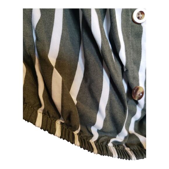 Francesca's Miami Womens Striped Off the Shoulder Crop Top Green Size Large NEW - Picture 3 of 12